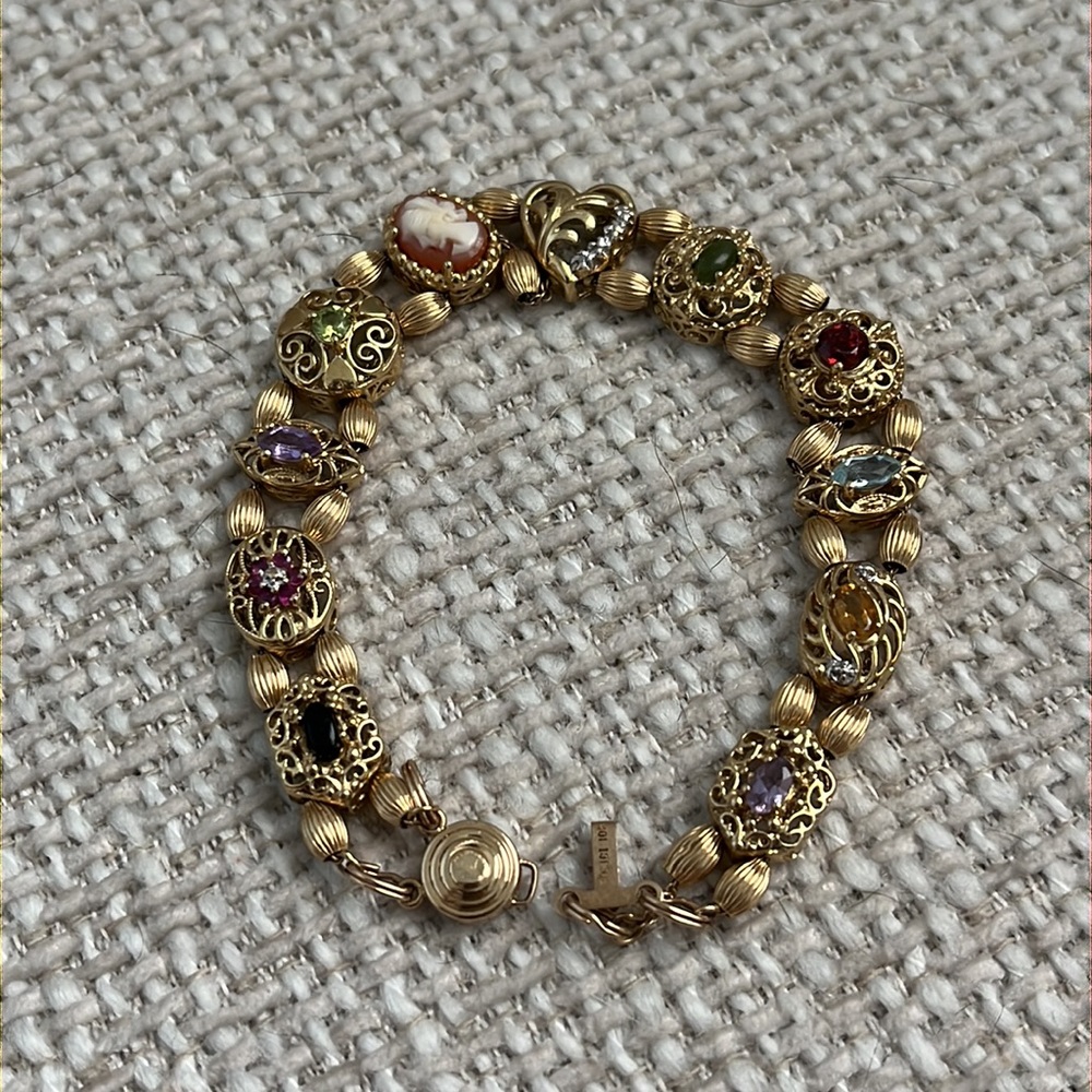 Vintage Richard Klein(kljci) 10k Multi Slide Charm Bracelet